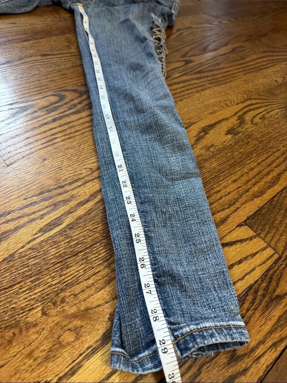 Vintage Y2K Zanadi Premium Lace-Up Side Low Rise Skinny Jeans Size 7 | 28x29